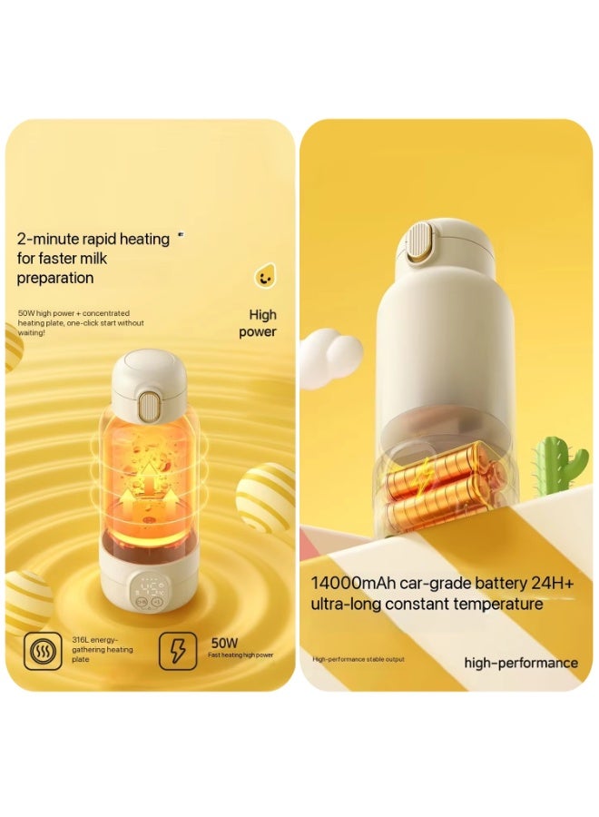 Portable Electric Kettle and Milk Warmer with Temperature Control, Travel Bottle for Boiling Hot Water with Cool Touch Exterior, Automatic Shut Off, 500 ML, Rechargeable - Image 5